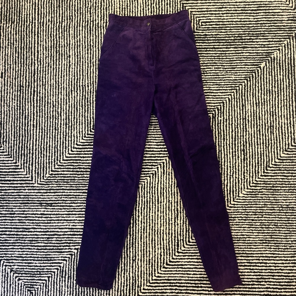 Vintage Positano Pelle Deep Purple 100% Genuine Suede Leather Pants 💜